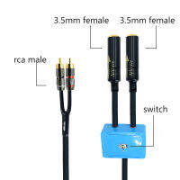 Switcher Input Male Dual Rca To 2X3.5 Female Output Switch Selector 2 In 1 Stereo Audio 1 In 2 Out Splitter Cd Sound Card Aux