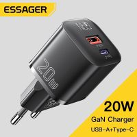 Essager 20W USB Gan Type C ที่ชาร์จ PD ชาร์จโทรศัพท์อย่างรวดเร็ว QC 3.0เครื่องชาร์จเร็วสำหรับ14 13 12 11 Pro Max Mini Ipad Charging