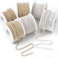 1หลา/ม้วน SS6-SS12ไข่มุก Rhinestone Chain Sew-On กาว Rhinestones Trim ถ้วยสำหรับเสื้อผ้า DIY Chain อุปกรณ์เสริม