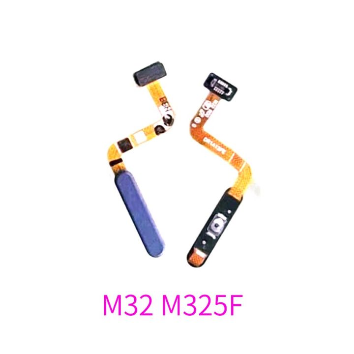 ของแท้สำหรับ Samsung Galaxy M32 M325ปุ่มโฮมเซ็นเซอร์ลายนิ้วมือคีย์ด้านข้างสายเคเบิลงอได้รหัสสัมผัส