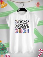 เสื้อยืด สวัสดีปีใหม่ Happy New Year 2021 ลายน่ารัก ปีวัว ปีฉลู สีขาว สีเทา ส่งท้าย ปี เก่า ต้อนรับ ปี ใหม่ 2563