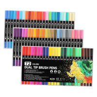 72 Colors Watercolor Accs Water based Markers ABS Set Smooth Art Dual Tip Brush Pens for Coloring Artist Scrapbook Journaling