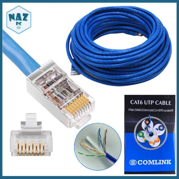 LAN CABLE CAT6 HIGH SPEED 10GBPS COMLINK Cat6 Indoor with RJ45 Pass ...