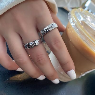 [COD] Ins retro English letter ring hip-hop hipster fashion personality do old girls open