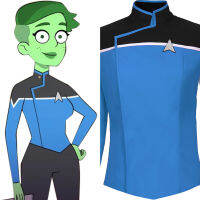 【cunnybunny】【Fast Shipping】 Star Trek: ชั้นล่างของซีซัน1ชุดคอสเพลย์ผู้หญิงเครื่องแบบสีน้ำเงินเสื้อเชิ้ต