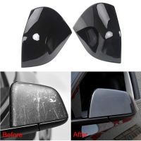 Side Rearview Mirror Cover Trim for 2021 2022 Tesla Model Y Exterior Parts Kits , ABS Gloss Carbon Fiber