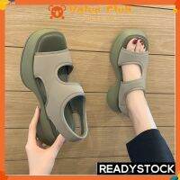 CODtianjia6731 【Value Club】Sandals Womens 2022 Kasut Wanita Summer New Elastic Cloth Thick-soled Sandals Womens Thick-soled Roman Beach Shoes