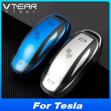 Soft TPU Car Smart Key Case Cover For Tesla Model S Car Key Cover Protector  Case Shell with Leather Strap Keychain Accessories