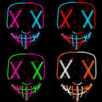 Luminous Led Anonymous Face Purge Cosplay Party Supplies Glowing EL Wire Hacker Halloween Neon Light Scary Mascara