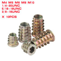 10pcs สังกะสีอัลลอยด์สำหรับไม้ใส่ NUT Flanged HEX ไดรฟ์หัวเฟอร์นิเจอร์ถั่ว M4 M5 M6 M8 1/4-20UNC 5/16-18UNC 3/8-16UNC-zaldfjgnsdg