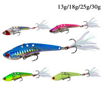 1Pcs Metal VIB 13182530G Fishing Lure Vibration Spoon Hard Baits with Feather Crankbait Wobbler Swimbait Cicada VIB Tackle