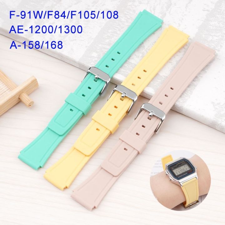 colorful-silicone-18mm-for-g-shock-f-91w-f84-f105-108-a-158-168-ae-1200-1300-watchband-bands