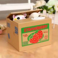 《Huahua grocery》 Creative Piggys Bank ขโมยเงิน Cat Piggy Banks Panda Coin Box Kids Money Automatic Money Box MJ070301เงินและธนาคาร