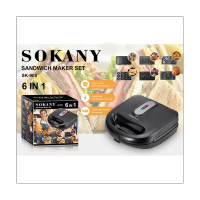 SOKANY 1 Piece Electric Waffle-Maker Multi-Baker Bubble Sandwich Maker Pizza / Panini Machine 6-In-1 Kitchen Appliance Non-Stick