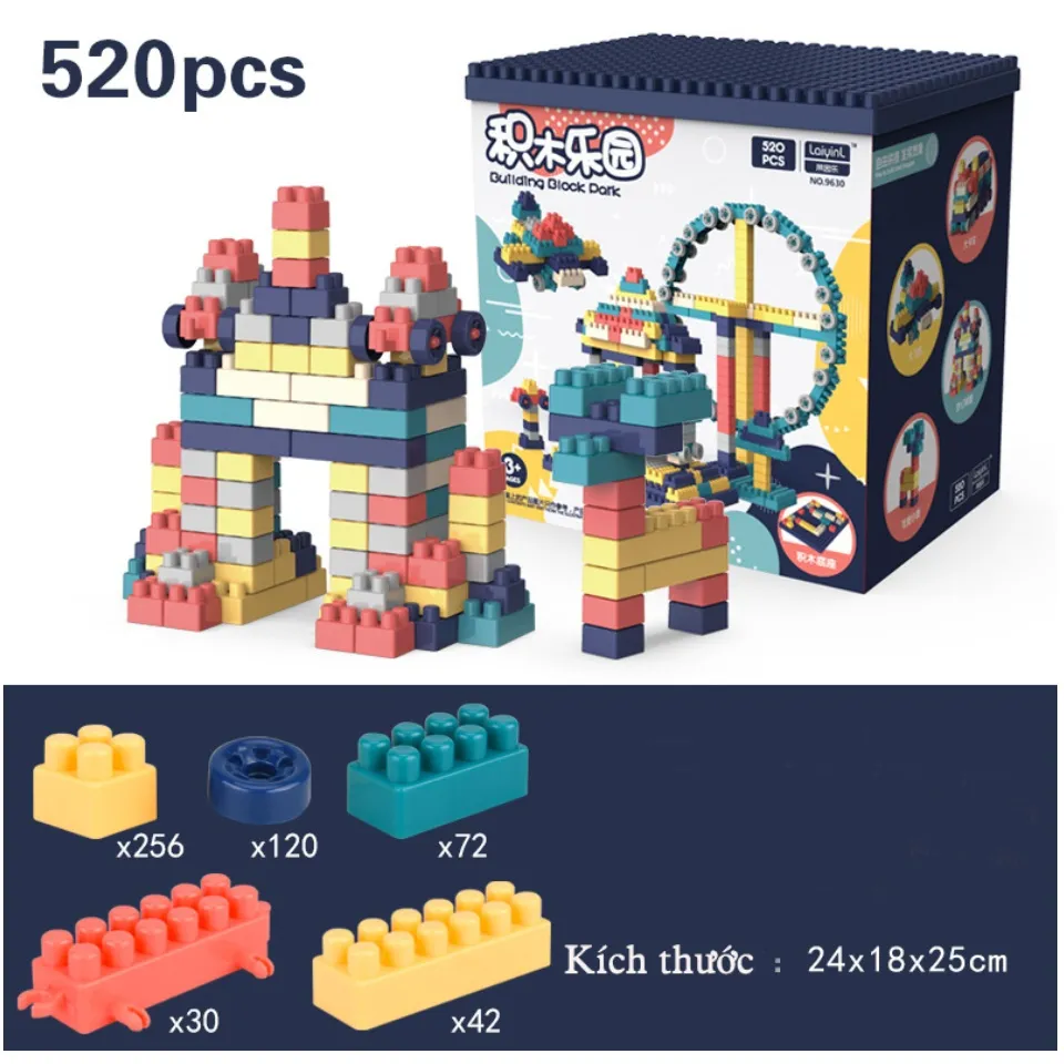 Bộ xếp hình lego 520 chi tiết- Đồ chơi lắp ghép phát triển trẻ ...