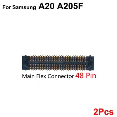 Aocarmo 2ชิ้นสำหรับ Samsung Galaxy A20 A205F หน้าจอ34Pin แอลซีดีเมนบอร์ดปลั๊ก FPC ชาร์จ USB ขั้วต่อแบบยืดหยุ่น PCB ซ่อมแซม48Pin