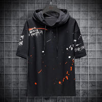 Single Road Mens Hoodies Men  Summer Black Graffiti Short Sleeves Sweatshirt Hip Hop Harajuku Japanese Streetwear Hoodie Men