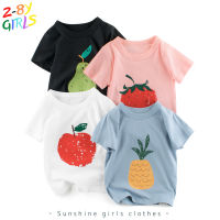 【Candy style】 2-8 ปี  ใหม่ราคาถูกเสื้อผ้าเด็กผ้าฝ้ายแท้สาวน้อยแขนสั้นเสื้อยืดน่ารัก ๆ 9311