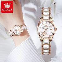 OLEVS 3606 Japan Quartz Ceramic Band Watches For Women Fashion Waterproof Women Wristwatches Luminous Calendar