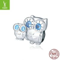 [COD] posture rhyme new owl and child diy bracelet beaded warm animal 925 silver beads spot BSC238