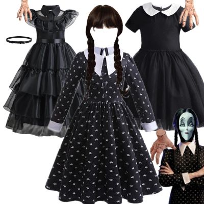 Wednesday Costumes Girls Halloween Fancy Black Dress Up Cosplay Wednesday Carnival Party Costume Kids Princess Disguise