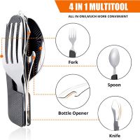 Camping Fork Collapsible Cutlery Multifunction Outdoor Edc Nature Hike Combination Tableware Supplies Equipment Accsesories