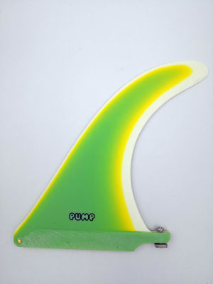 Pump 3 Layer Resin Longboard Surfboard Fin 9 inch-Lime Yellow White