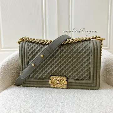 Chanel Metallic Blue Boy Wallet On Chain WOC Bag at the best price