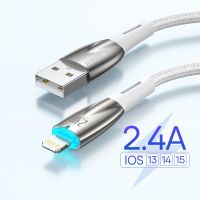 Baseus สายเคเบิลซีรีส์ไฟ Led สมาร์ท USB เพื่อพอร์ตไลท์นิ่ง2.4A สายเคเบิลข้อมูลสายชาร์จระยิบระยับสำหรับ IPhone14 13 12 11 Pro Max