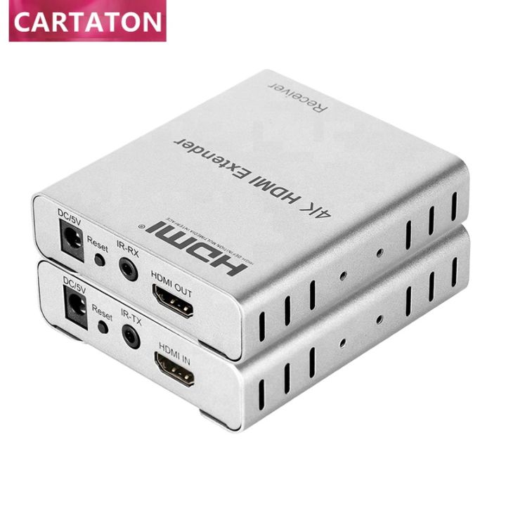 4k-hdmi-extender-เพื่อ-rj45ผ่าน-cat5e6เครือข่าย-lan-ethernet-พร้อม-ir-50m