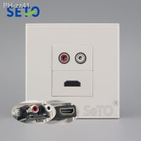 SeTo 86 Type One Red White Audio Connector One HDMI Panel Wall Plate Socket Keystone Faceplate