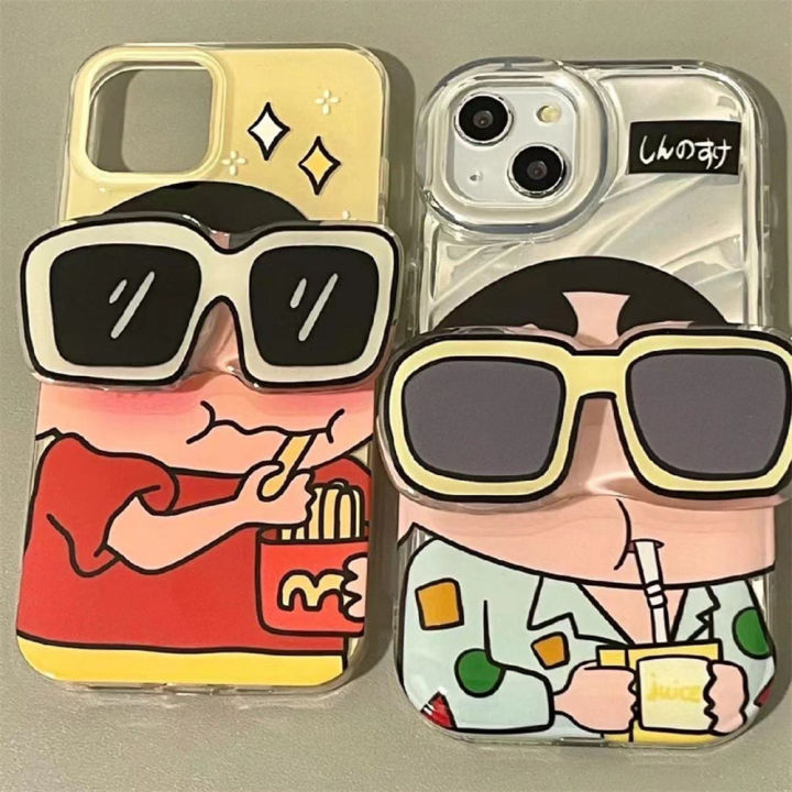 elesky-เคสลายการ์ตูนน่ารักกินเฟรนช์ฟรายส์กิน-shin-chan-เคสป้องกันขายึดโทรศัพท์มือถือเหมาะสำหรับไอโฟนโทรศัพท์มือถือโทรศัพท์ป้องกันเคสมีที่ยึด0823