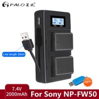 ที่ชาร์จกล้อง FW50สำหรับ NP-FW50 NP + USB LCD คู่สำหรับโซนี่อัลฟ่า A6500 A6300 A6000 A3000 A5000