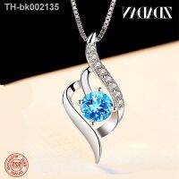 ✣ ZDADAN 925 Silver Blue Crystal Necklace Chain For Women Wedding Jewelry