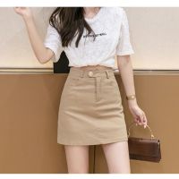 COD ✽ vffe899 SK9816 -MSIA Ready Stock Female Short Skirt High Waist Skirt With Inner Pant 洗水棉高腰百搭时尚A字半身裙