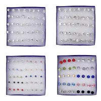 20 Pair/Set Women Girl Stud Earring Crystal Ear Stud Earrings Mixed Styles Round Small Earrings Sets Party Jewelry