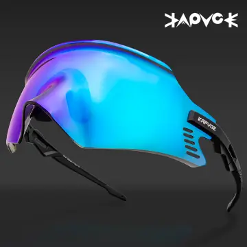 Kapvoe Red Photochromic Cycling Sunglasses for Men Blue