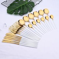 【CW】 24pcs Gold Dinnerware Set Fork Cutlery Tableware Flatware Wholesale