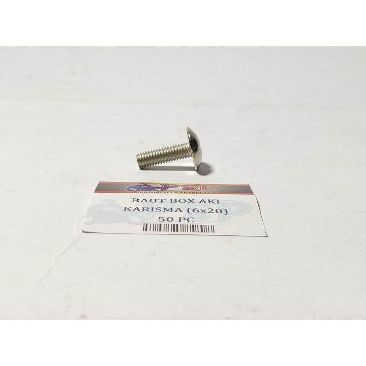 Baut Box Aki KARISMA 6 x 20 - Baud Kempol / Payung polos (Drat 6mm