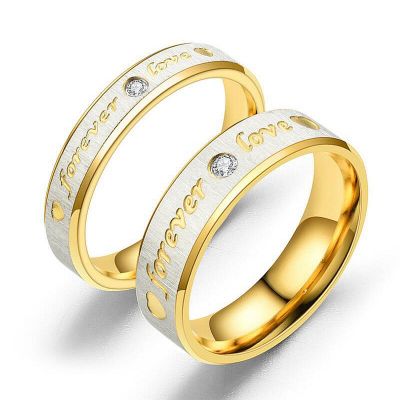 แหวนทอง แหวนไม่ลอก เครื่องประดับ ทองเหมือนแท้ แหวนเกลี้ยงสลักอักษร Forever Love หนา 4mm. 6mm. น้ำหนัก 3.2 กรัม  แหวน