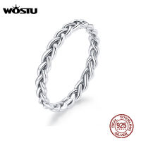 WOSTU 100 925 Sterling Silver Ring Braided Texture Design Ring Original Rings For Women Wedding Fingers S925 Jewelry CTR161