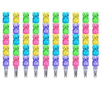 12pcs Stackable Plastic Bear Pencils Bear Shaped Stacking Pencil for Students Drawing Drafting