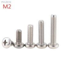 50PCS M2x3 5 10 14 18 20 25 DIN7985 GB818 304 Stainless Steel Cross Recessed Pan Head Screws Phillips Screws M2x3 M2x10 M2x25