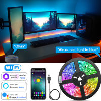 Wifi ไฟ LED Strip Music Sync RGB 5050เทป LED Alexa Smart Lights Strip สำหรับตกแต่งห้องปาร์ตี้ Backlight *