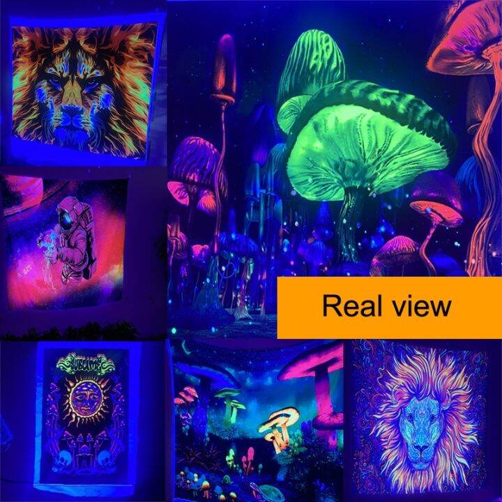 psychedelic-fluorescent-decoration-mushroom-planet-tapestry-wall-hanging-luminous-background-home-living-room-aesthetic-decor