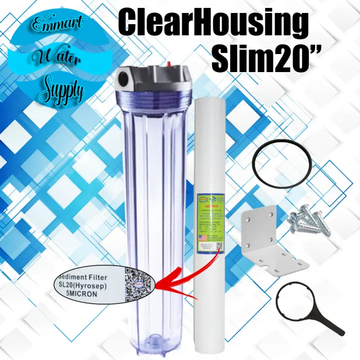 Slim housing CLEAR 20inch (FREE SEDIMENT FILTER INSIDE) | Lazada PH