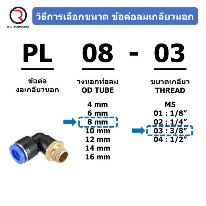3ชิ้น-pl6-03-ข้อต่อลม-เกลียวนอก-งอ90องศา-male-thread-elbow-pipe-quick-fittings-air-connector-pneumatic
