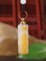 High-end Original Natural agate jade bamboo snuff bottle pendant necklace gift collection craft gift portable snuff bottle