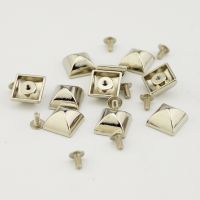 【CW】 10pcs 14x14mm silver pyramid square screws studs and spikes for clothes rivets leather diy bags leathercr