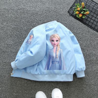 Girls Jacket Elsa Print Casual Kids Coat for Girls Pink Blue Color Toddler Teens Children Outerwear Zipper Pocket Sping Fall Top